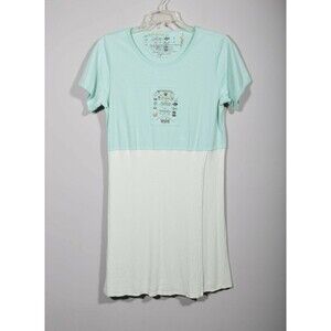 90s Julie Mango USA Cotton Mint Green T Shirt Faux Wrap Garden Midi Dress Sz L